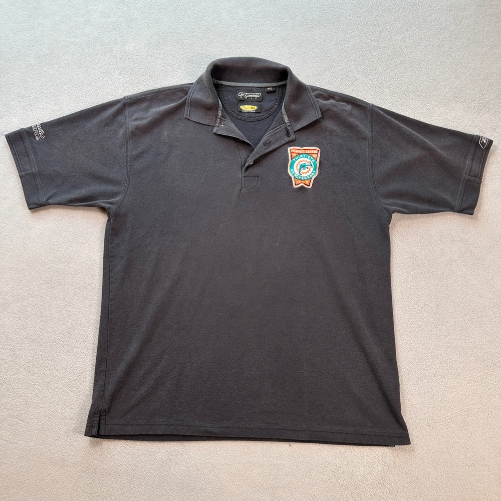Vintage Rare Miami Dolphins Don Shula Golf Polo Reebok L Perfect Season 1972 NFL